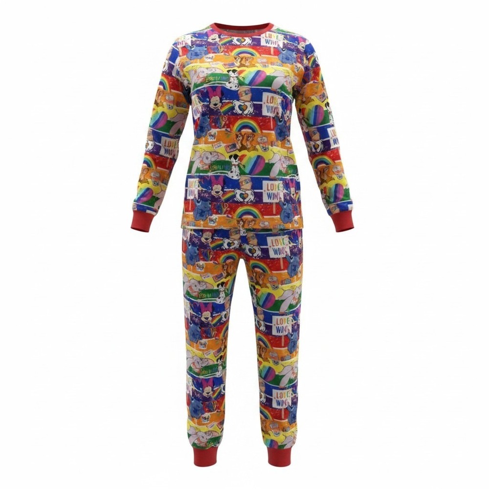 Disney Pride Shephard's Sleepers Kids PJ Set Love Wins Mickey Stitch 9/10y